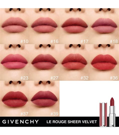 givenchy le rouge sheer velvet 16|Givenchy le rouge lipstick swatches.